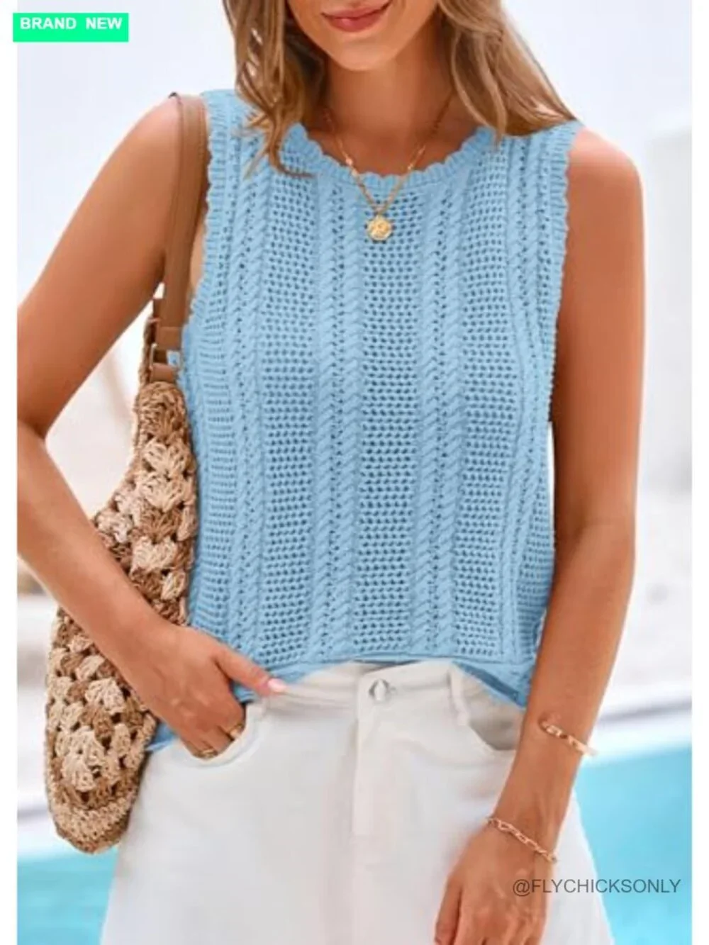 Crochet Sweater Vest Tank Top Cover Up for Beach Vacation Cruise Resort